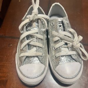 Silver glitter toddler converse